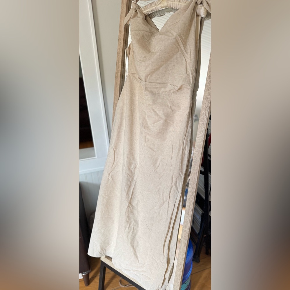 Showpo One-Shoulder Cream Midi Dress - Picture 9 of 10
